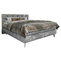 BOXBETT 160/200 cm,  in Grau, Bettkasten, Topper, H3 + H3 = fest  - Schwarz/Grau, Trend, Textil/Metall (160/200cm) - Esposa
