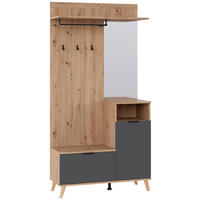 GARDEROBE  in 100/204/40 cm  - Graphitfarben/Eiche Artisan, Design, Glas/Holzwerkstoff (100/204/40cm) - home24