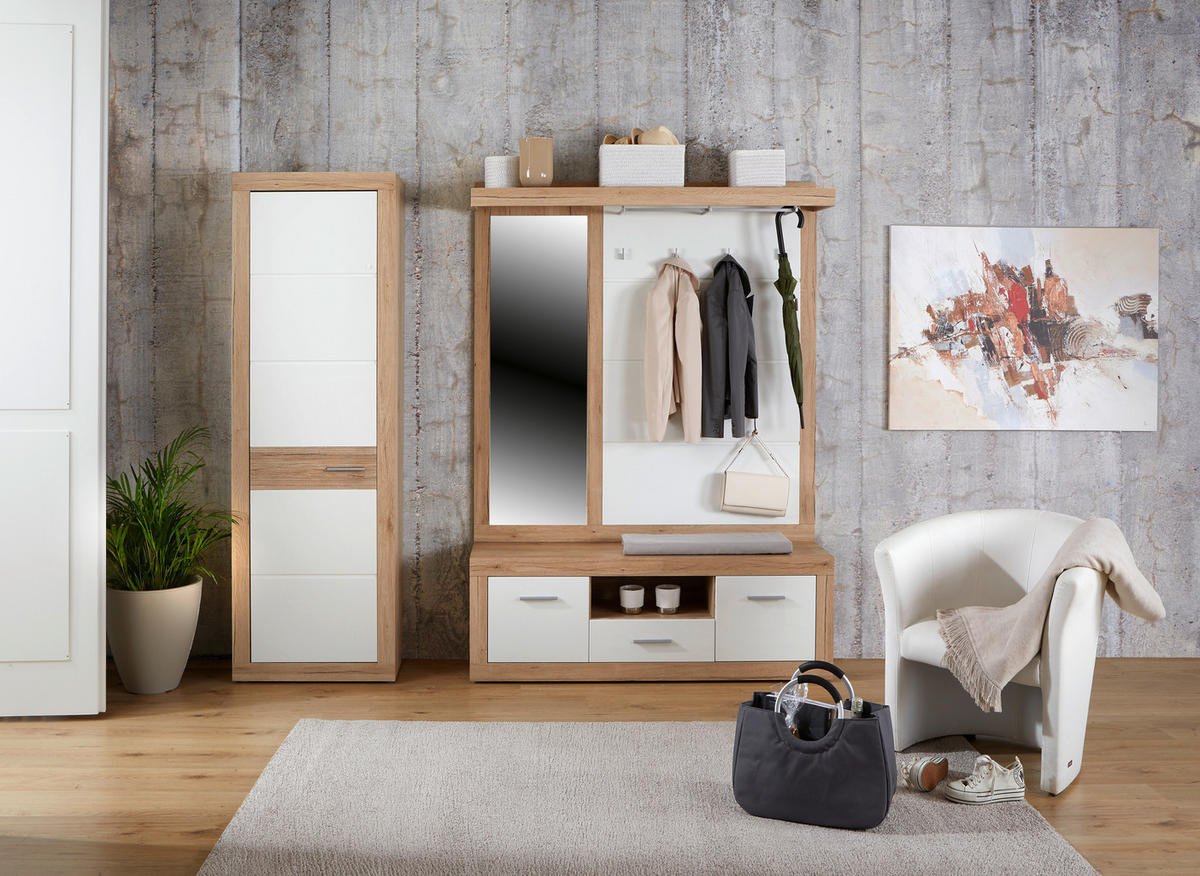 PREDSOBLJE  bijela, boje hrasta  - bijela/boje hrasta, Moderno, drvni materijal (130/197/36cm) - Modern Living