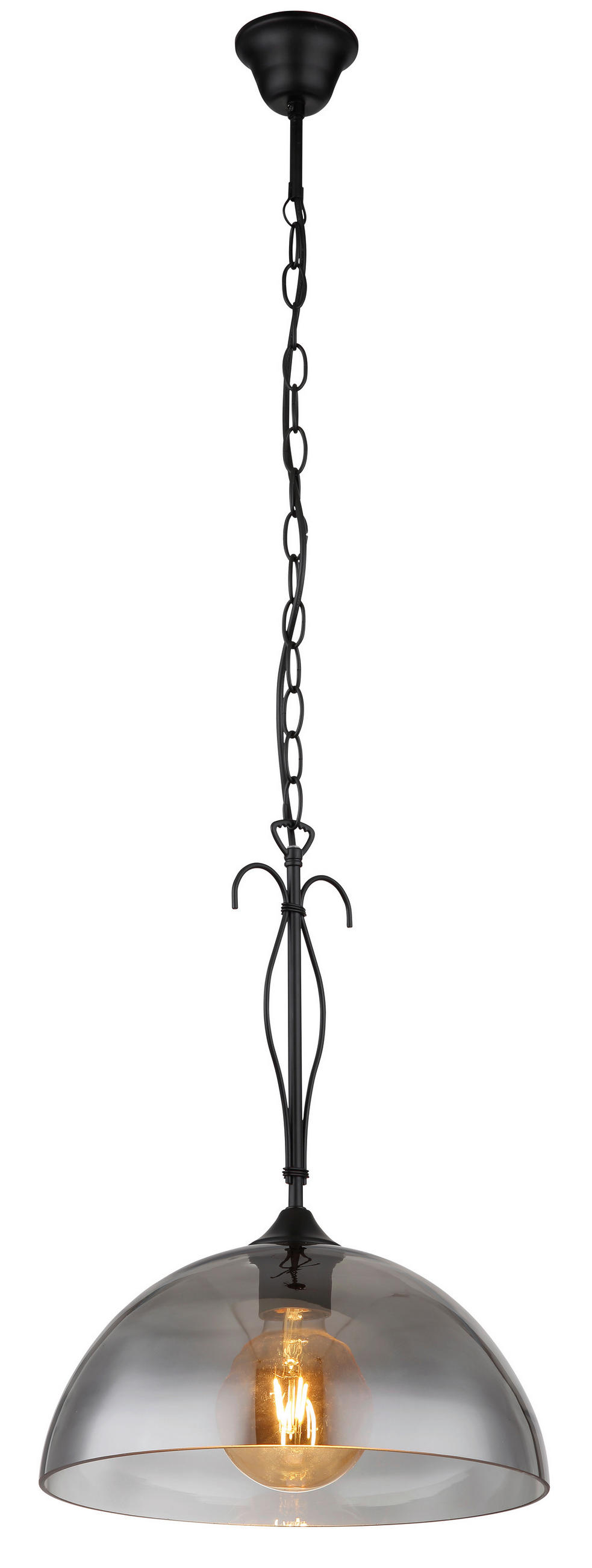 HÄNGELEUCHTE 30/120 cm    - Schwarz, Konventionell, Glas/Metall (30/120cm) - Globo