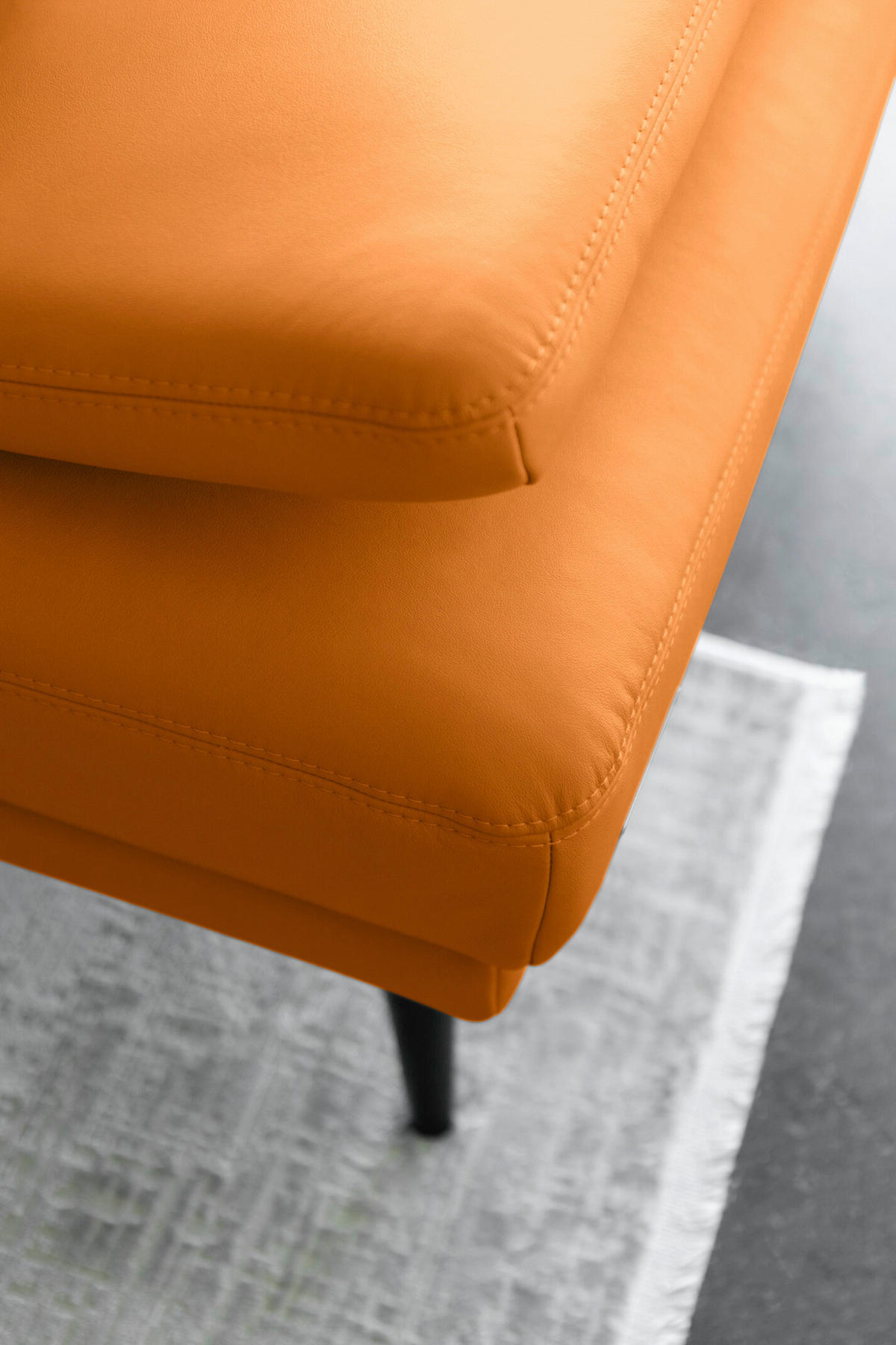 ECKSOFA Echtleder Currygelb  - Currygelb/Schwarz, Konventionell, Leder/Metall (301/180cm) - Joop!