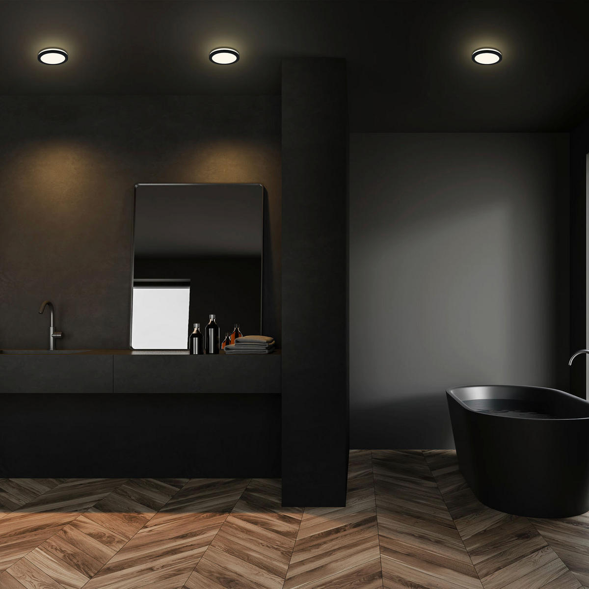 UGRADNA PLAFONJERA ZA KUPATILA - crna, Osnovno, metal (8,4/3,65cm)