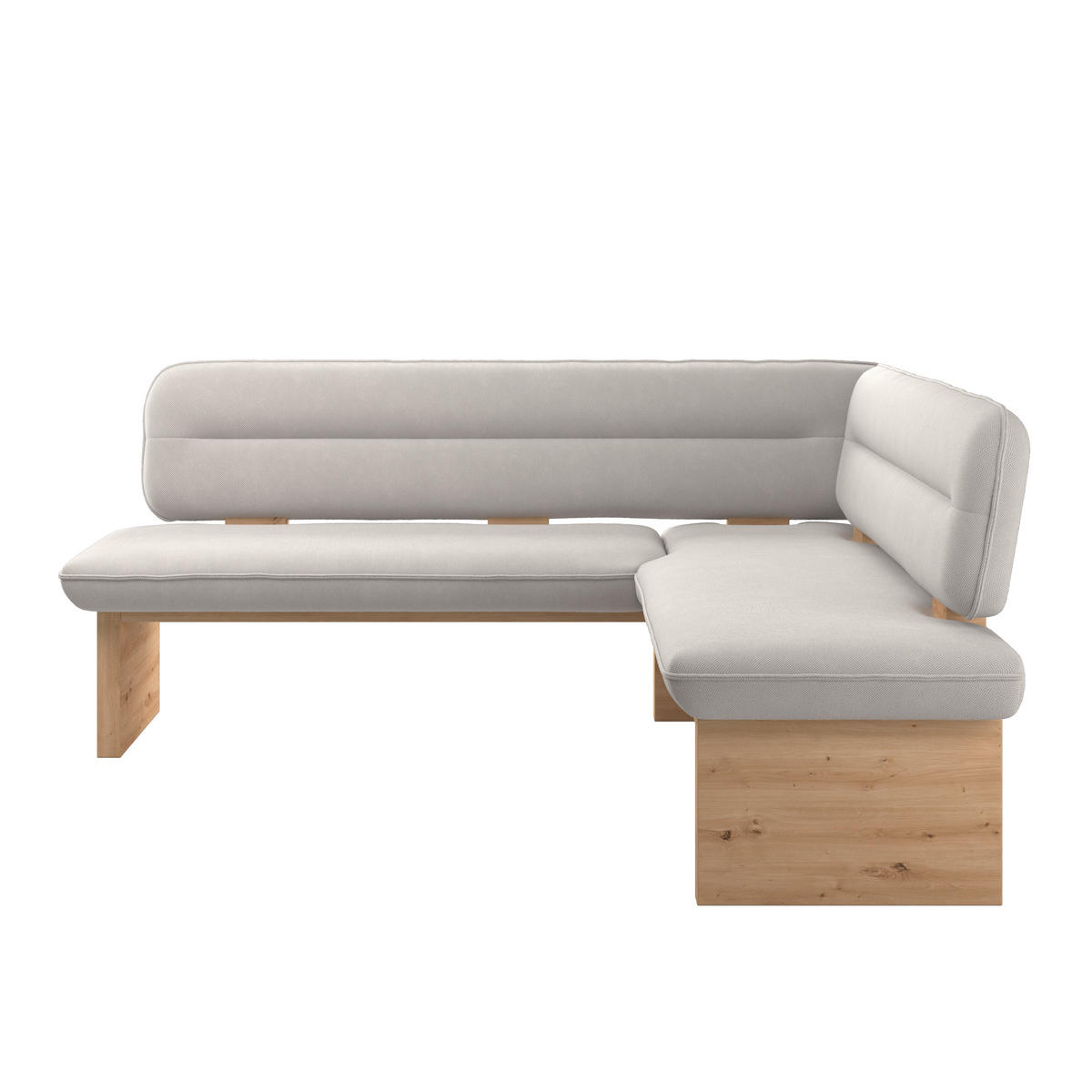 ECKBANK 212/170 cm Webstoff Weiß Eiche Sperrholz   - Eichefarben/Weiß, KONVENTIONELL, Holz/Textil (212/170cm) - Livetastic