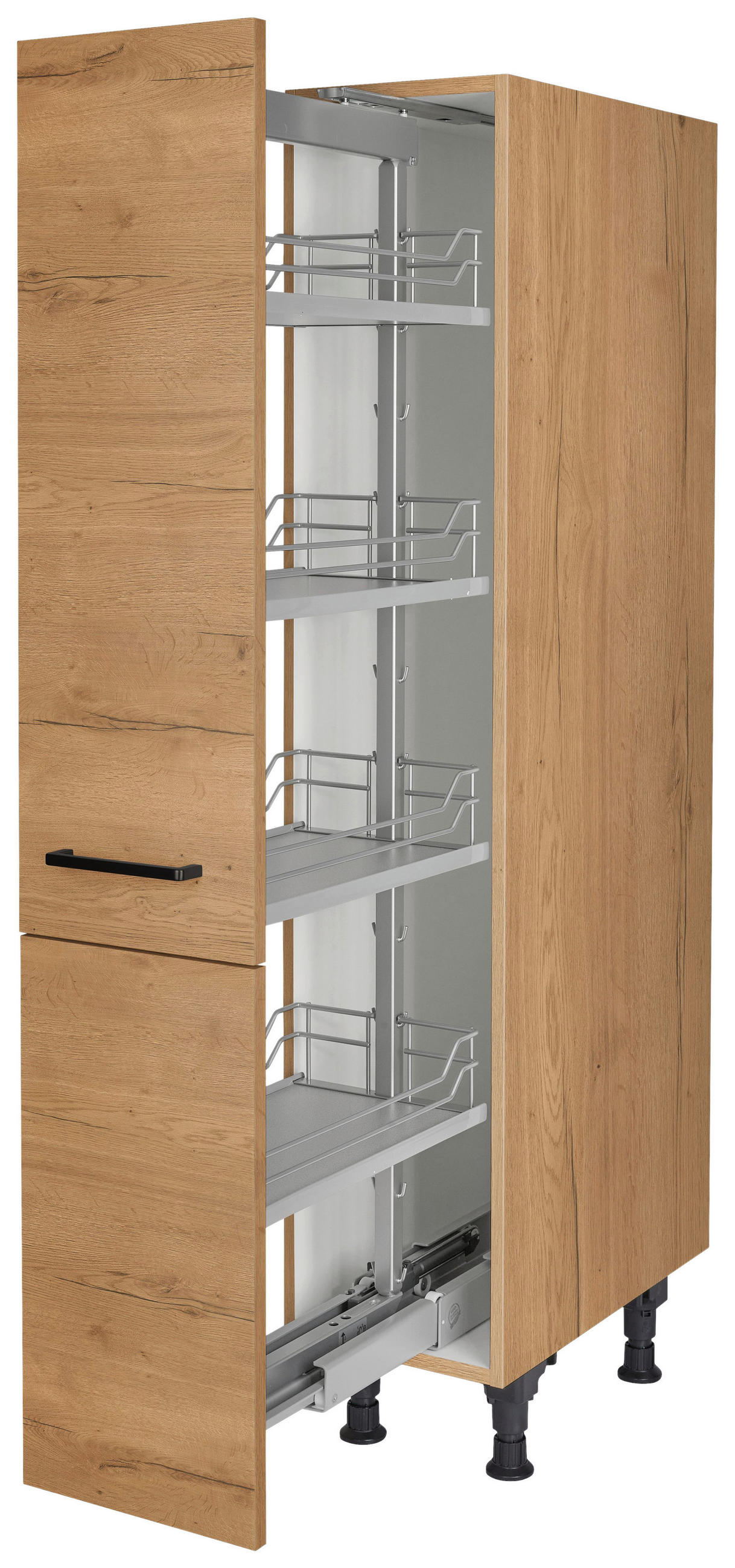 APOTHEKERSCHRANK 30/168/58 cm  in Eichefarben  - Eichefarben/Schwarz, MODERN, Holzwerkstoff/Metall (30/168/58cm) - Nobilia