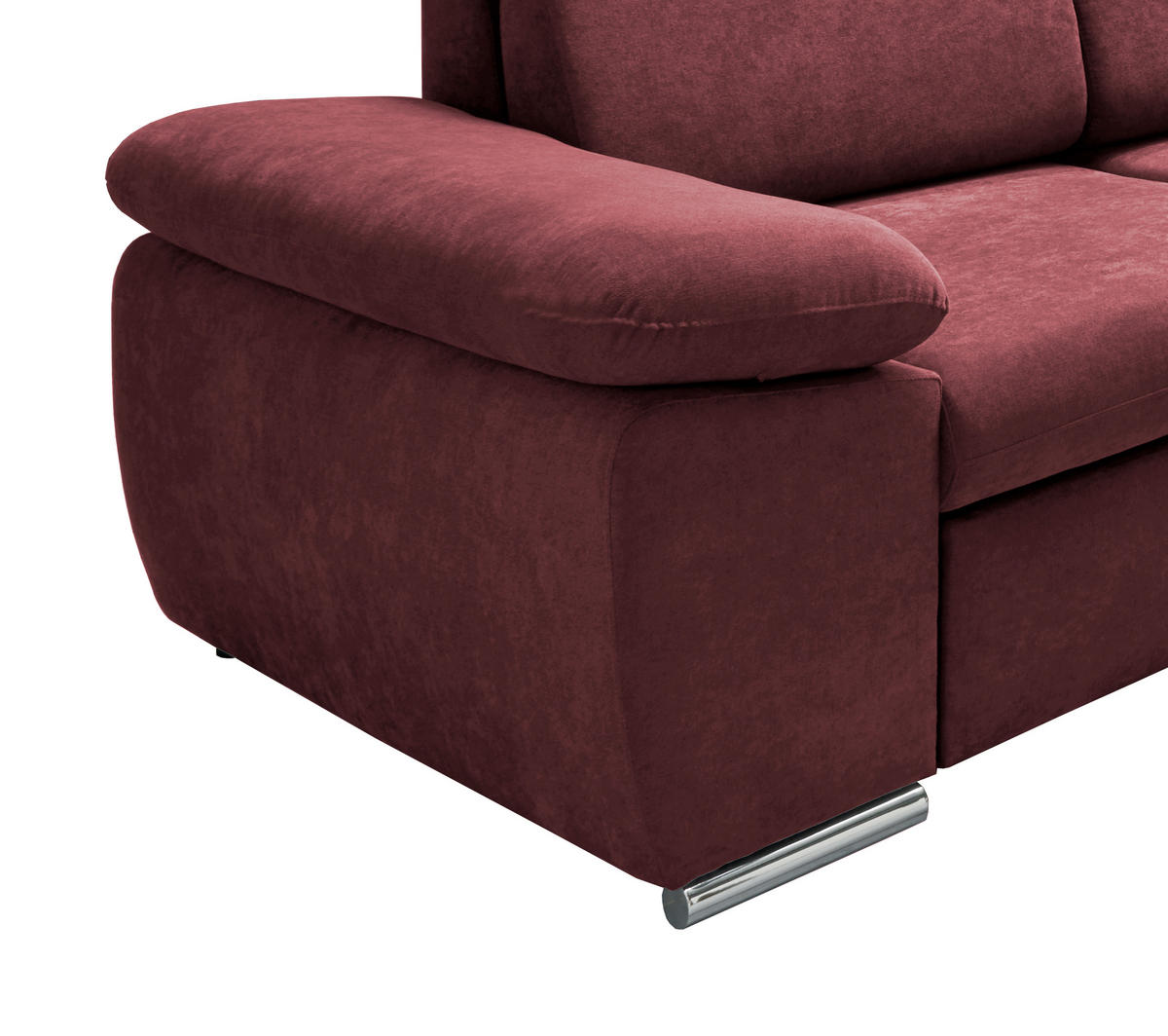 ECKSOFA  in Mikrofaser Bordeaux  - Chromfarben/Bordeaux, Design, Textil/Metall (283/228cm) - Livetastic