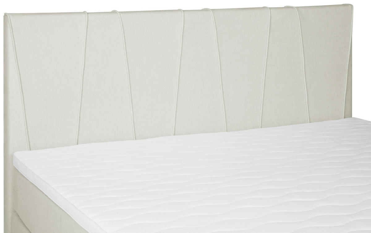 BOXSPRING-ÁGY 160/200 cm  krémszínű  - krémszínű/fekete, Modern, textil (160/200cm) - MID.YOU