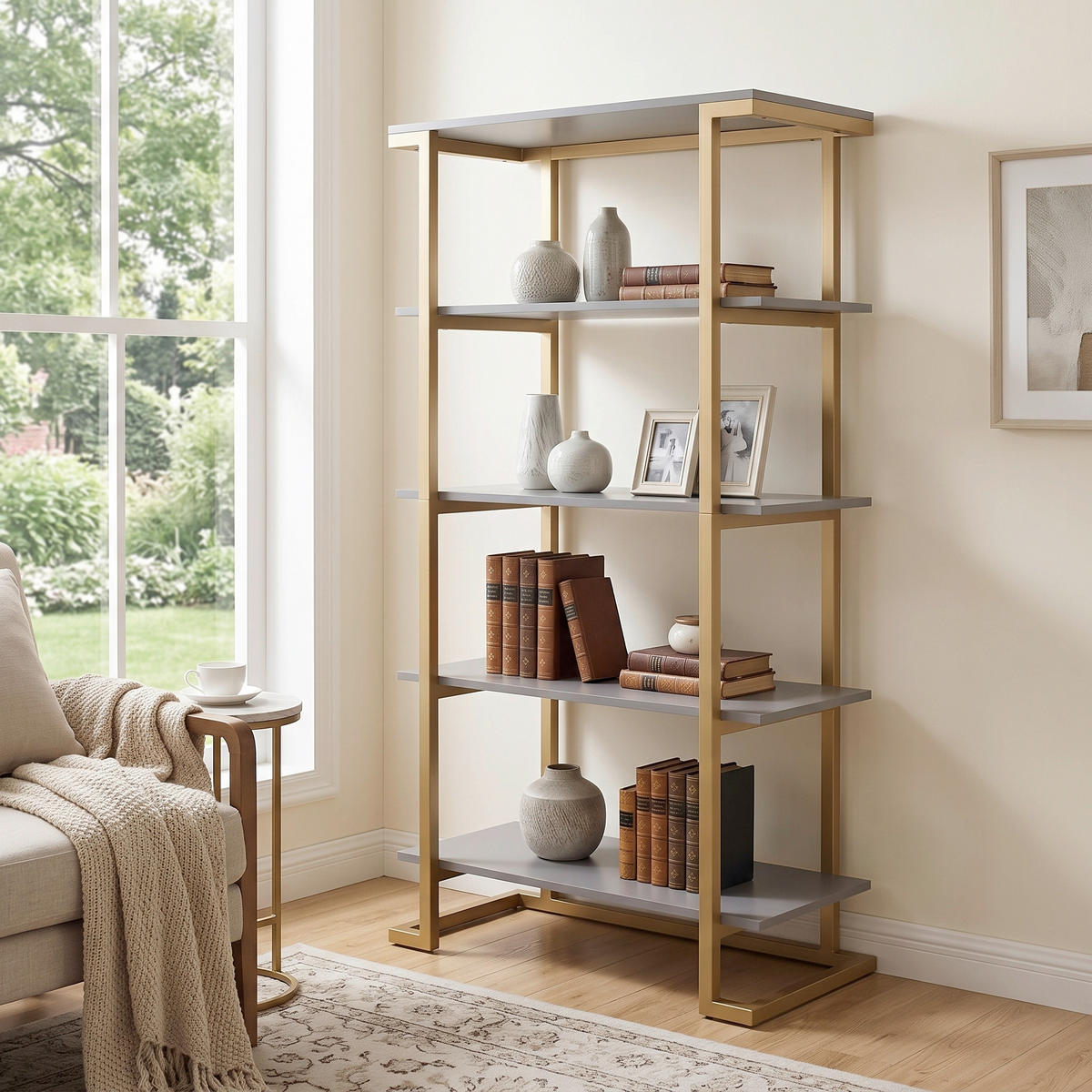 REGAL  77/141/40 cm Graphitfarben  - Messingfarben/Graphitfarben, Design, Holzwerkstoff/Metall (77/141/40cm) - MID.YOU
