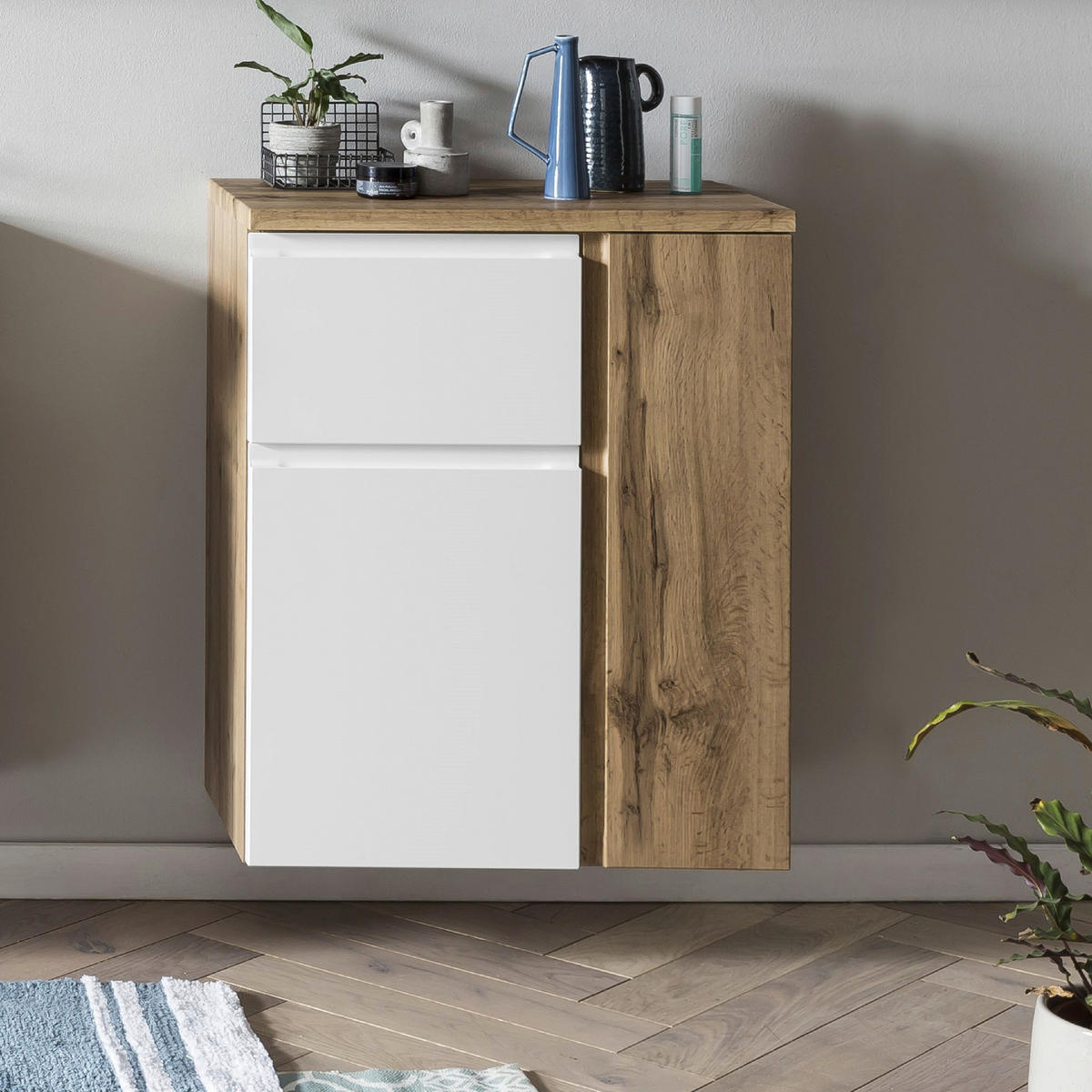 UNTERSCHRANK in   - Weiss/Eiche Wotan, Modern, Holzwerkstoff (65/79/35cm) - Held