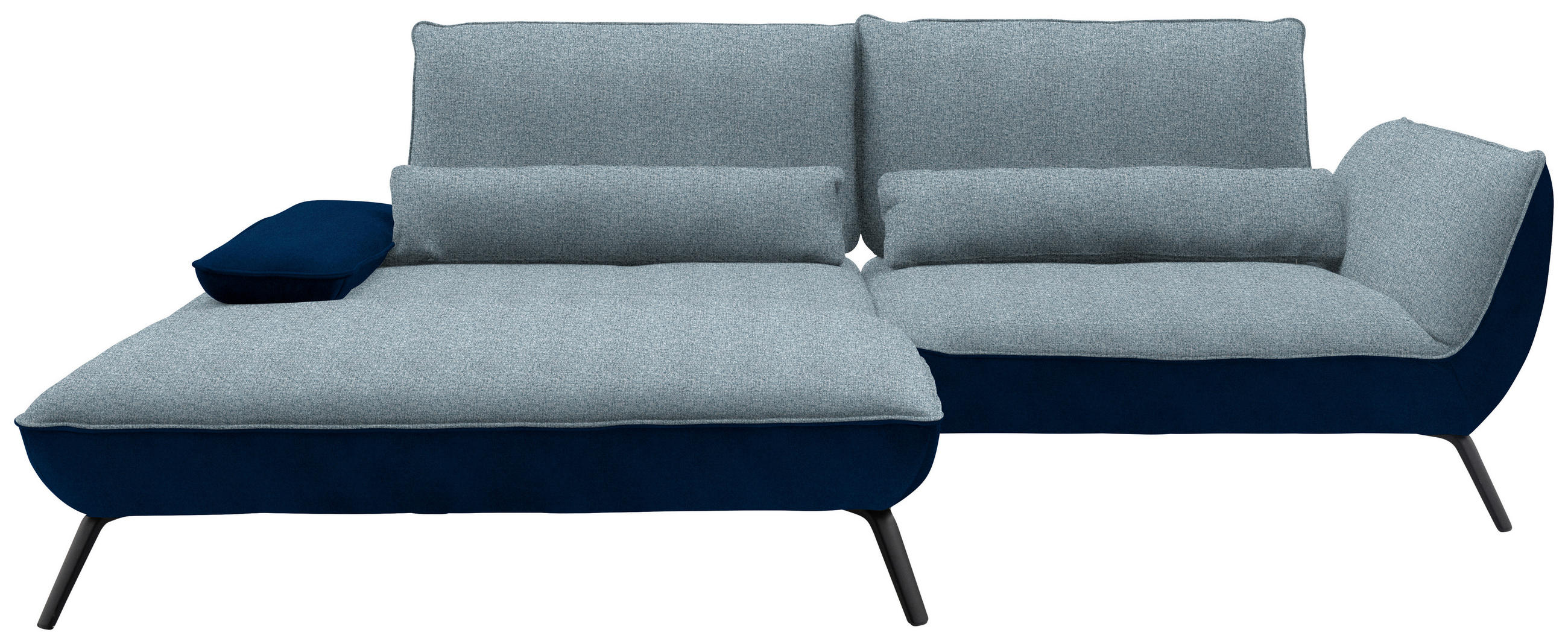 ECKSOFA in Flachgewebe Blau  - Blau/Schwarz, Design, Textil/Metall (191/273cm) - Moderano