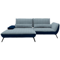 ECKSOFA in Flachgewebe Blau  - Blau/Schwarz, Design, Textil/Metall (191/273cm) - Moderano