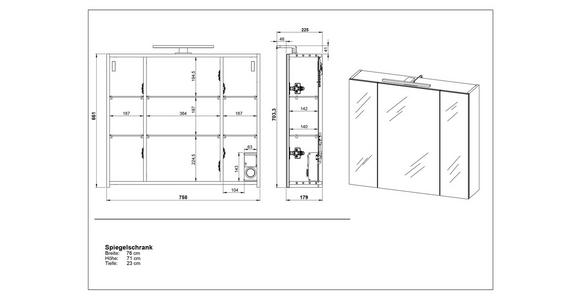 SPIEGELSCHRANK 76/71/23 cm  - Kaschmir, MODERN, Glas/Holzwerkstoff (76/71/23cm) - Xora