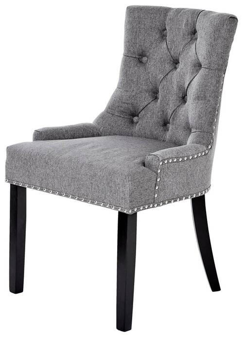 STUHL Webstoff Grau, Schwarz Eukalyptusholz massiv  - Schwarz/Grau, MODERN, Holz/Textil (56/62,5/91cm) - Livetastic