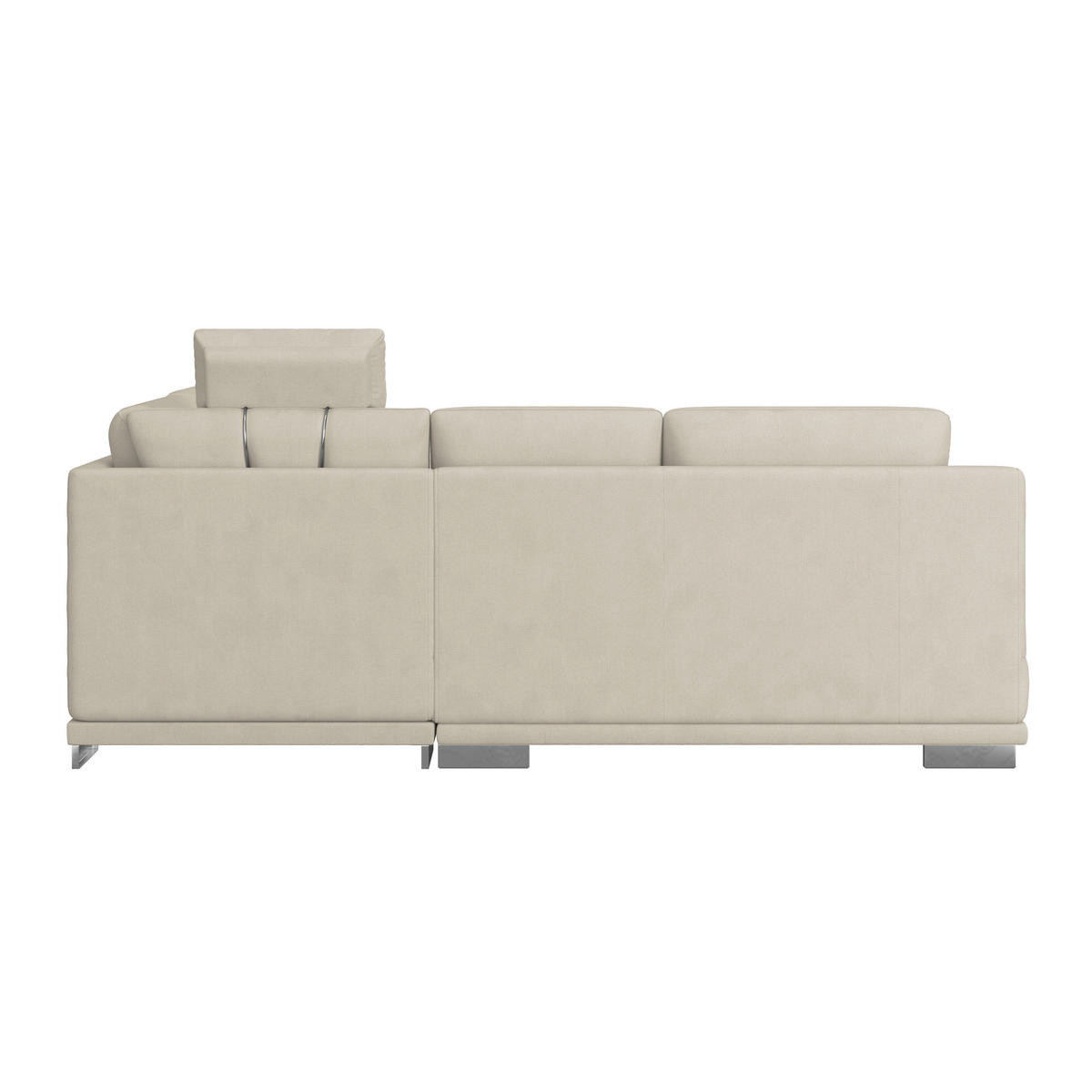 WOHNLANDSCHAFT in Velours Platinfarben  - Platinfarben/Chromfarben, KONVENTIONELL, Textil/Metall (264/217cm) - MID.YOU