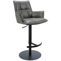 BARHOCKER in Metall, Textil, Leder Anthrazit, Schwarz  - Anthrazit/Schwarz, Design, Leder/Textil (56,5/100/56cm) - Novel