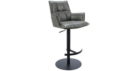 BARHOCKER in Metall, Textil, Leder Anthrazit, Schwarz - Anthrazit/Schwarz, Design, Leder/Textil (56,5/100/56cm) - Novel