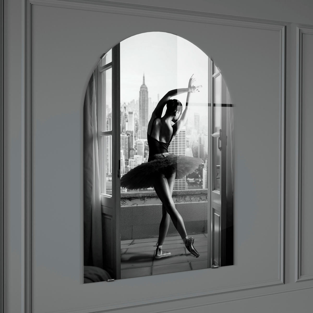 GLASBILD Städte, Frauen 70/100 cm  - Schwarz/Weiß, Basics, Glas/Papier (70/100cm)