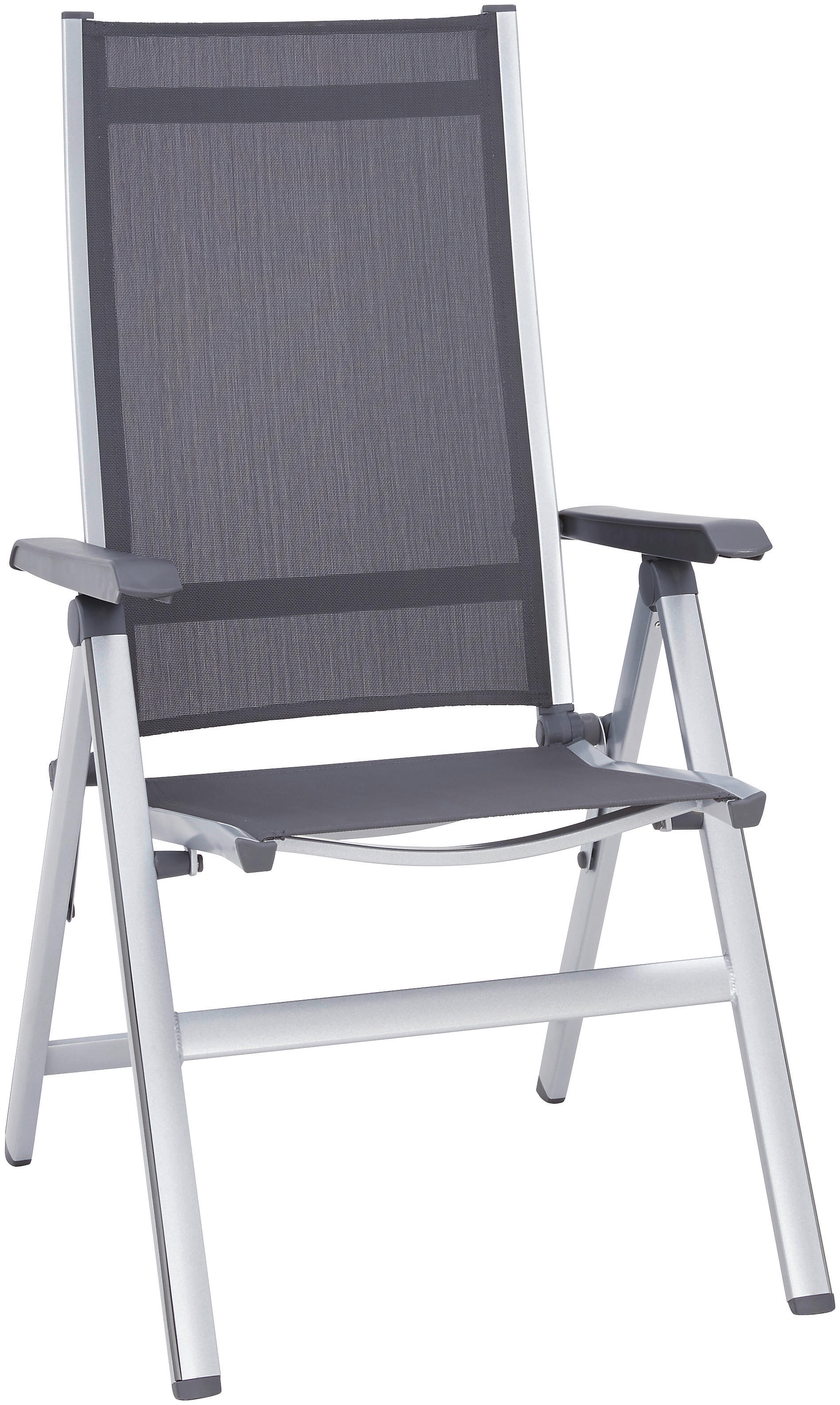 GARTENKLAPPSESSEL Metall, Textil Anthrazit, Silberfarben  - Anthrazit/Silberfarben, Design, Textil/Metall (62/111/67,5cm) - MWH