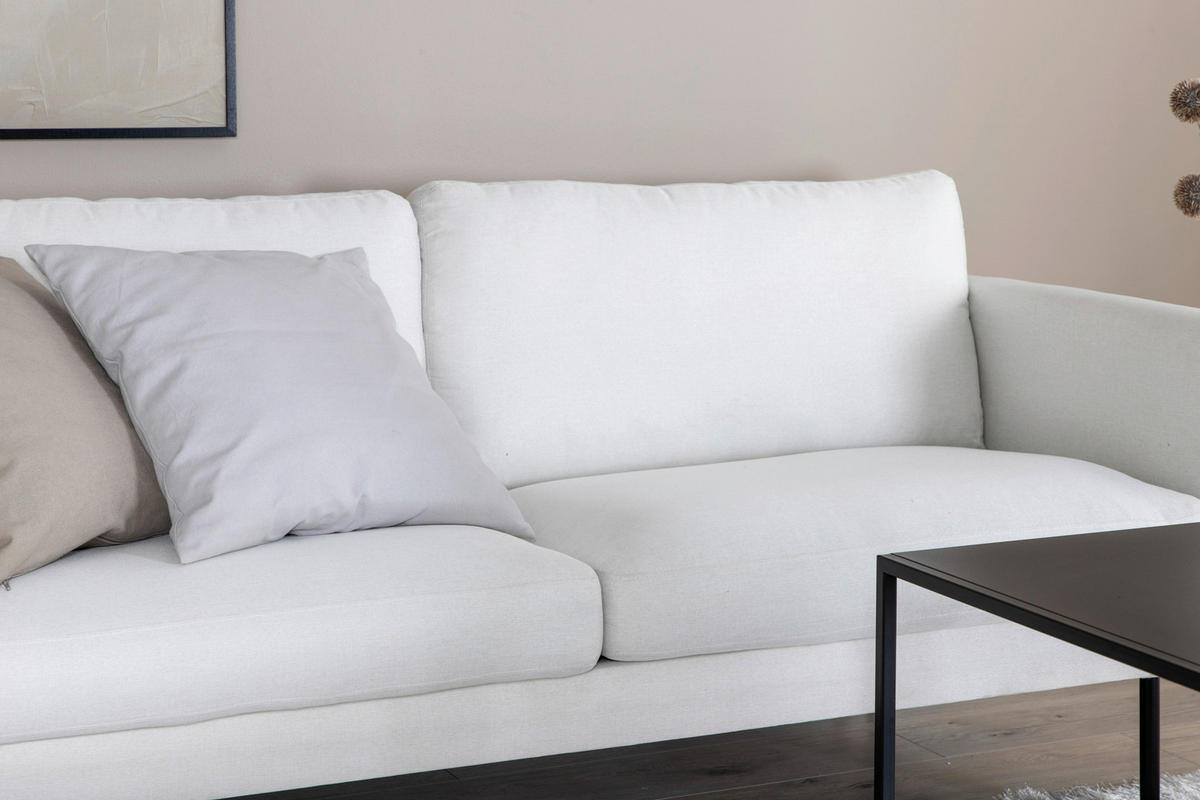2-SITS SOFFA i metall, textil cremefärgad, svart  - svart/cremefärgad, Design, metall/textil (180/78/80cm) - Livetastic