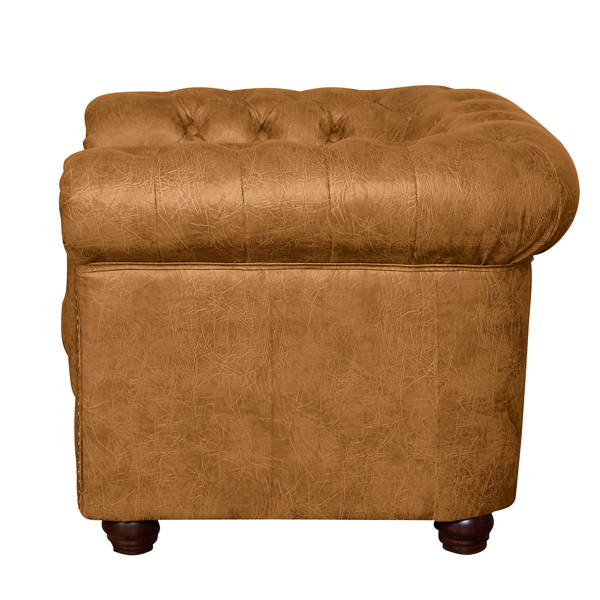 SESSEL in Lederlook Cognac  - Cognac/Braun, Design, Holz/Textil (104/72/86cm) - P & B