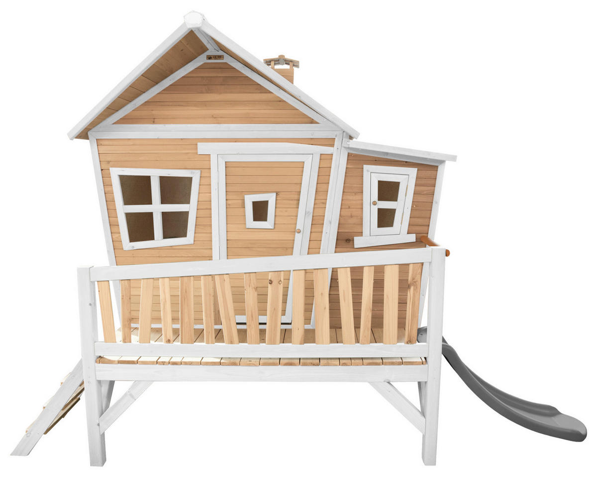 SPIELHAUS 123/12,8/152 cm  - Braun/Weiß, KONVENTIONELL, Holz/Kunststoff (123/12,8/152cm) - Ambia Garden