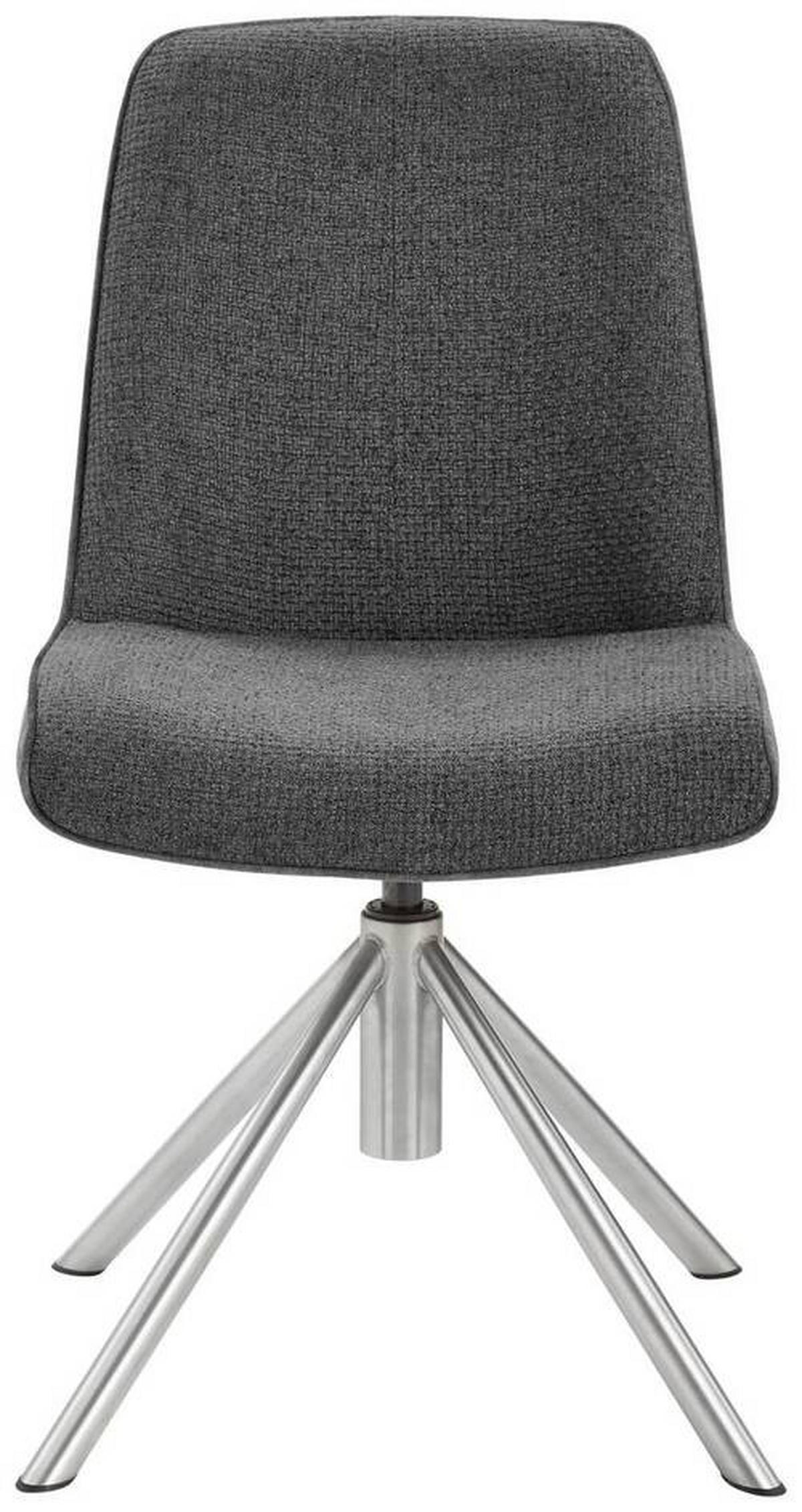 STUHL drehbar  in Edelstahl Flachgewebe Metall, Textil  - Edelstahlfarben/Anthrazit, Design, Textil/Metall (49/88/64cm) - Novel