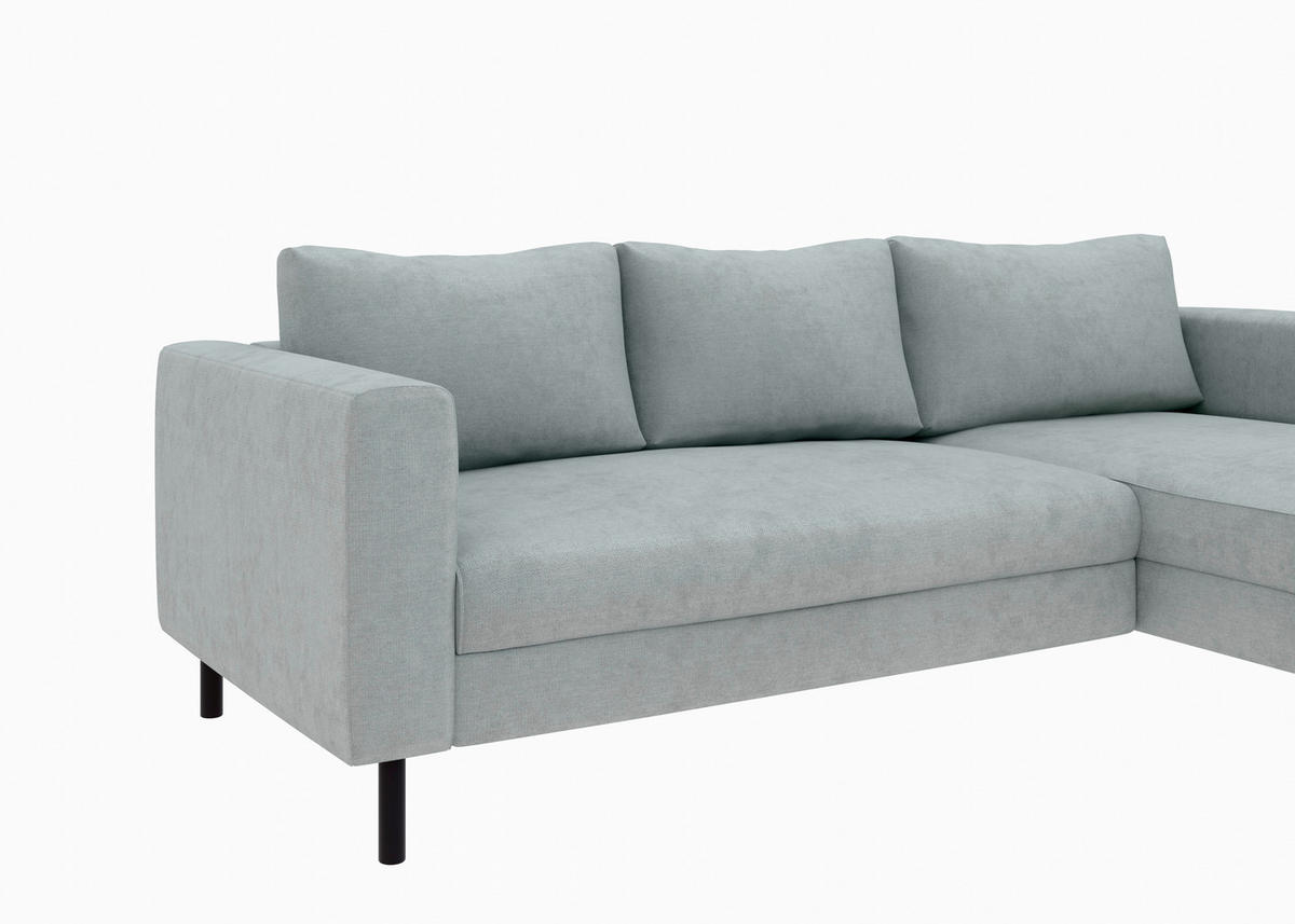 ECKSOFA  in Struktur Grau  232/161 cm  - Schwarz/Grau, MODERN, Textil/Metall (232/161cm) - Trendmanufaktur