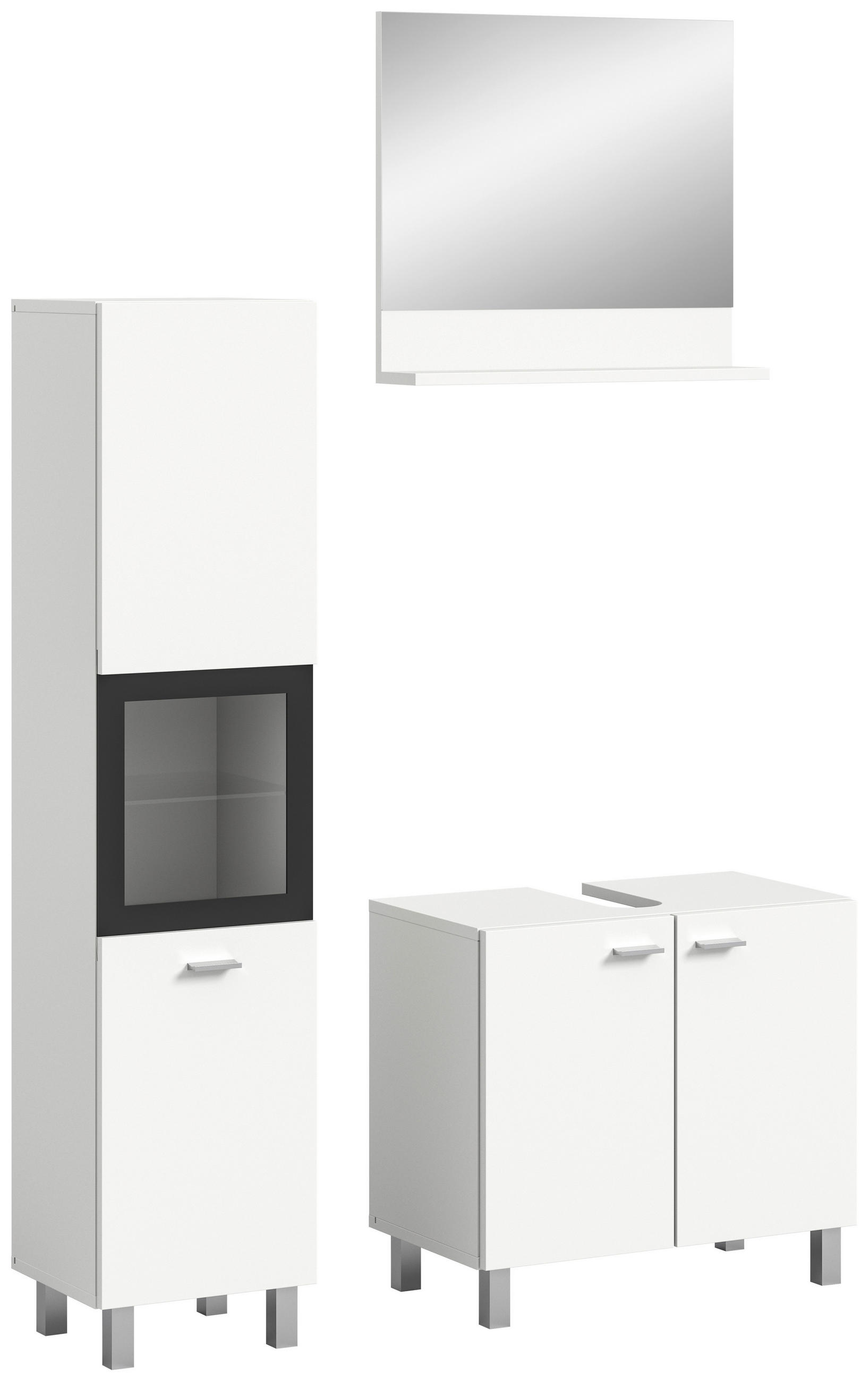 KÚPEĽŇA biela  - biela/strieborná, Modern, kompozitné drevo/plast (87cm) - MID.YOU
