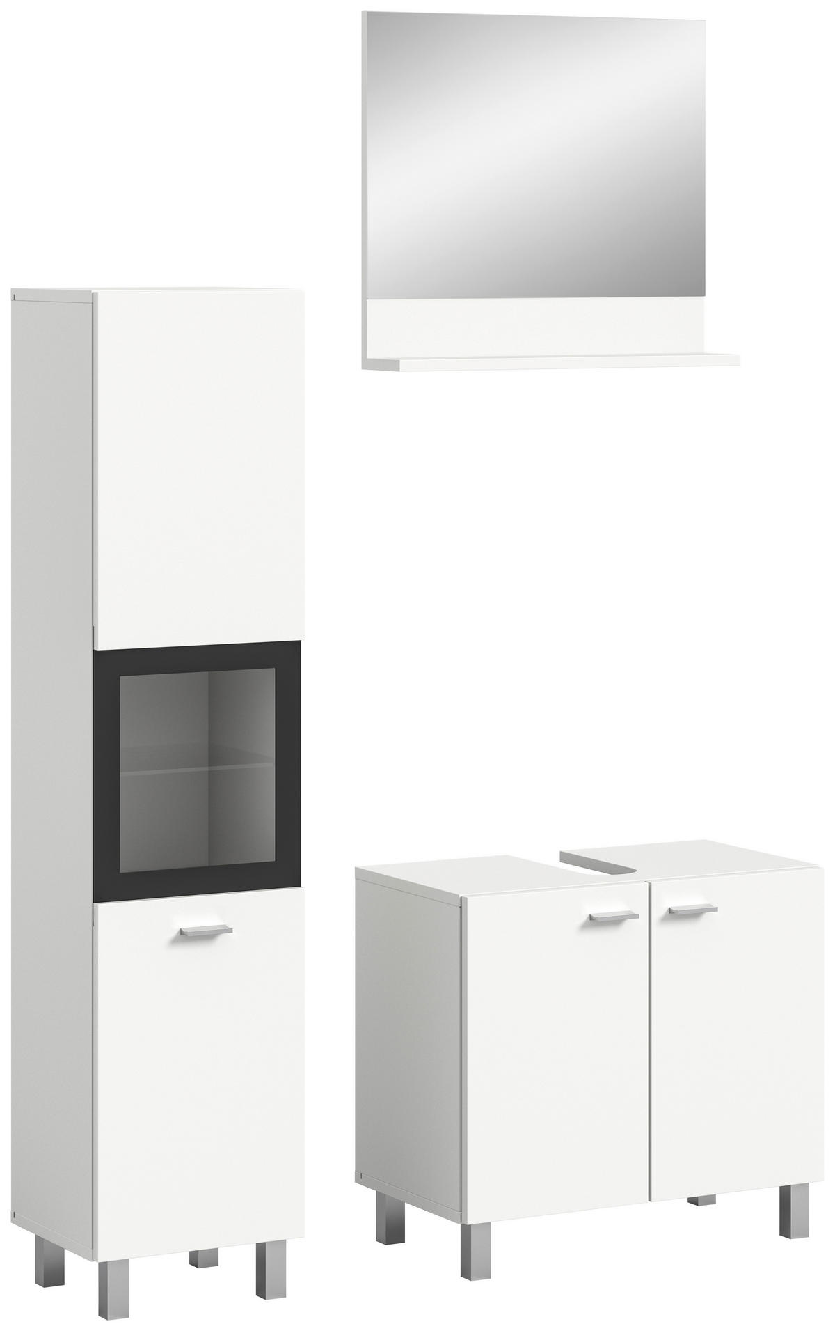 KÚPEĽŇA biela  - biela/strieborná, Modern, kompozitné drevo/plast (87cm) - MID.YOU