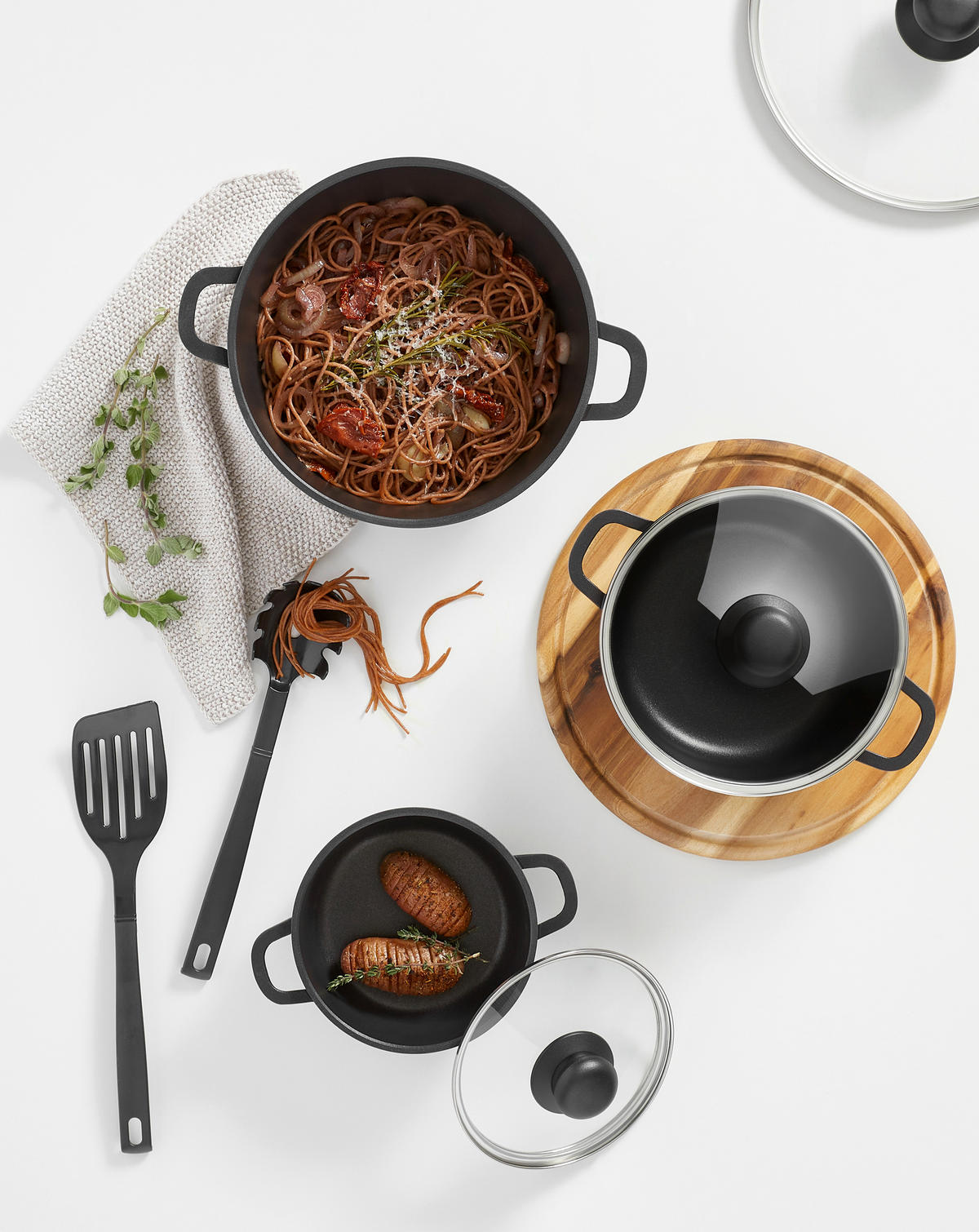 SET LONACA ZA KUHANJE Turin  aluminij, oplemenjeni čelik  5-dijelni  Turin  - boje oplemenjenog čelika/prozirno, Konvencionalno, staklo/metal - Homeware Profession.