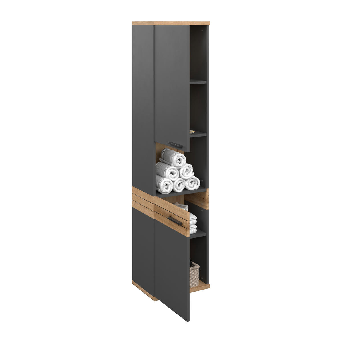 HOCHSCHRANK 40/170/30 cm  - Eichefarben/Anthrazit, MODERN, Holzwerkstoff/Kunststoff (40/170/30cm) - MID.YOU