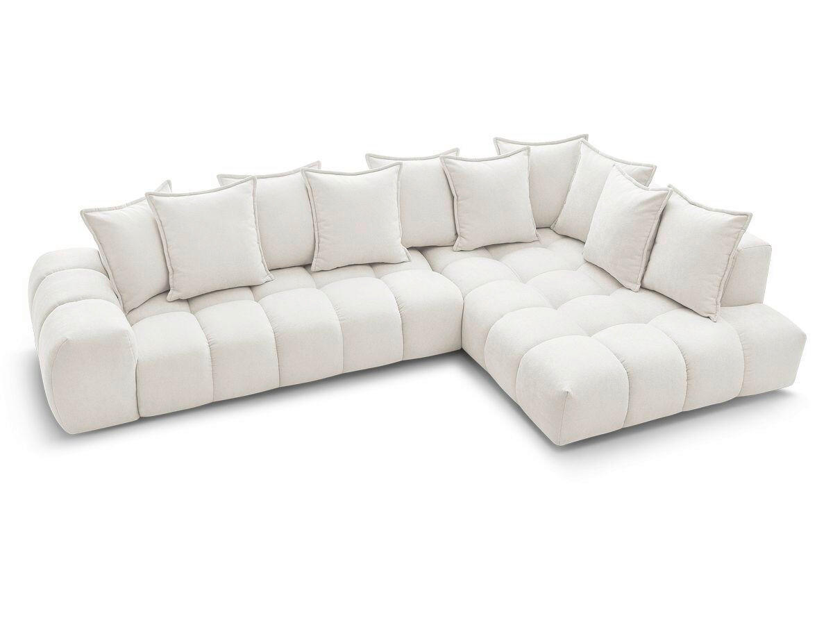 ECKSOFA Ottomane rechts  EVEREST Weiß Struktur  - Schwarz/Weiß, MODERN, Kunststoff/Textil (352/210cm) - Livetastic