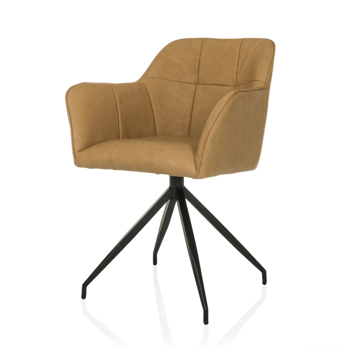 ARMLEHNSTUHL  in Lederlook  - Cognac/Schwarz, MODERN, Leder/Metall (61/90/56cm) - MID.YOU