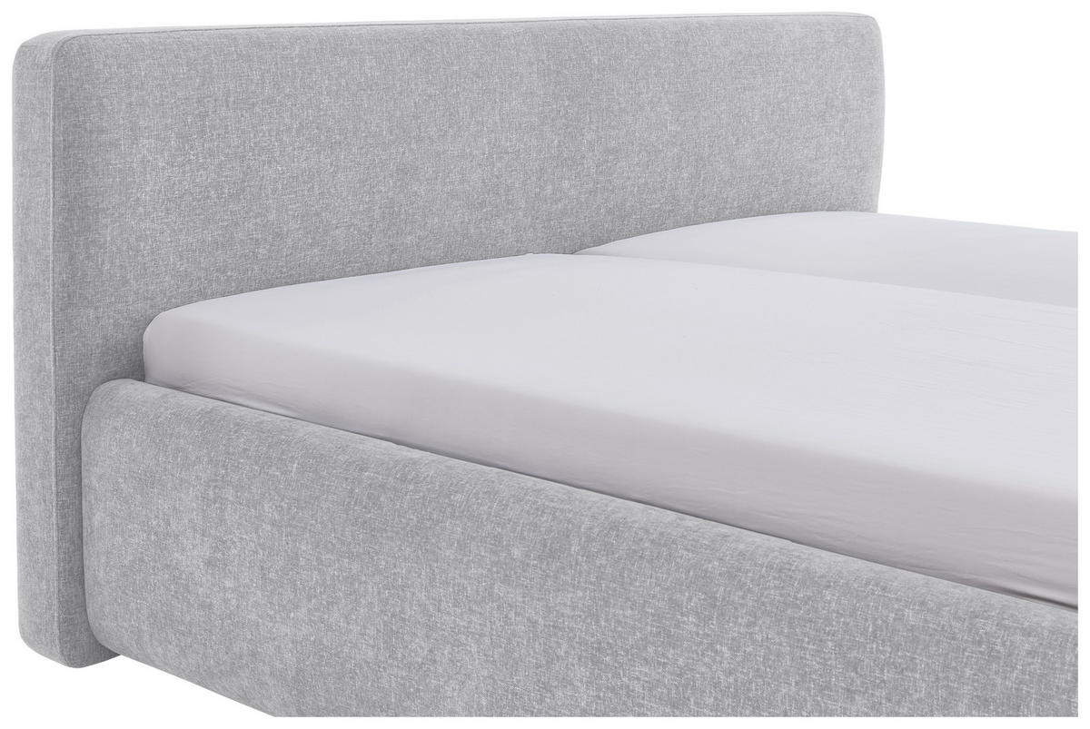 POLSTERBETT 160/200 cm,  in Hellgrau, Bettkasten, Lattenroste,  - Birkefarben/Buchefarben, Design, Holz/Textil (160/200cm) - Xora
