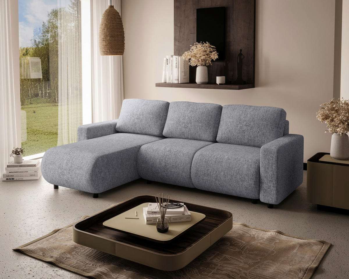 ECKSOFA Grau Webstoff  - Schwarz/Grau, MODERN, Kunststoff/Textil (150/240cm) - Xora
