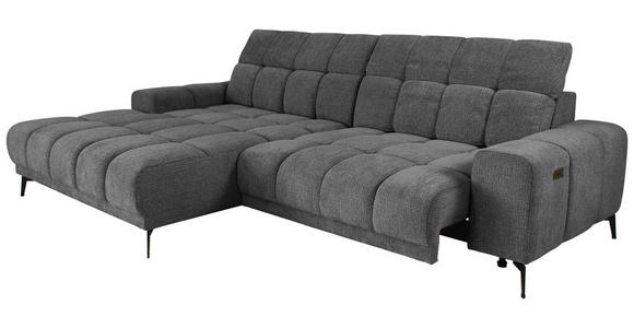 ECKSOFA inkl.Funktionen Anthrazit Chenille  - Anthrazit/Schwarz, MODERN, Textil/Metall (195/300cm) - Xora