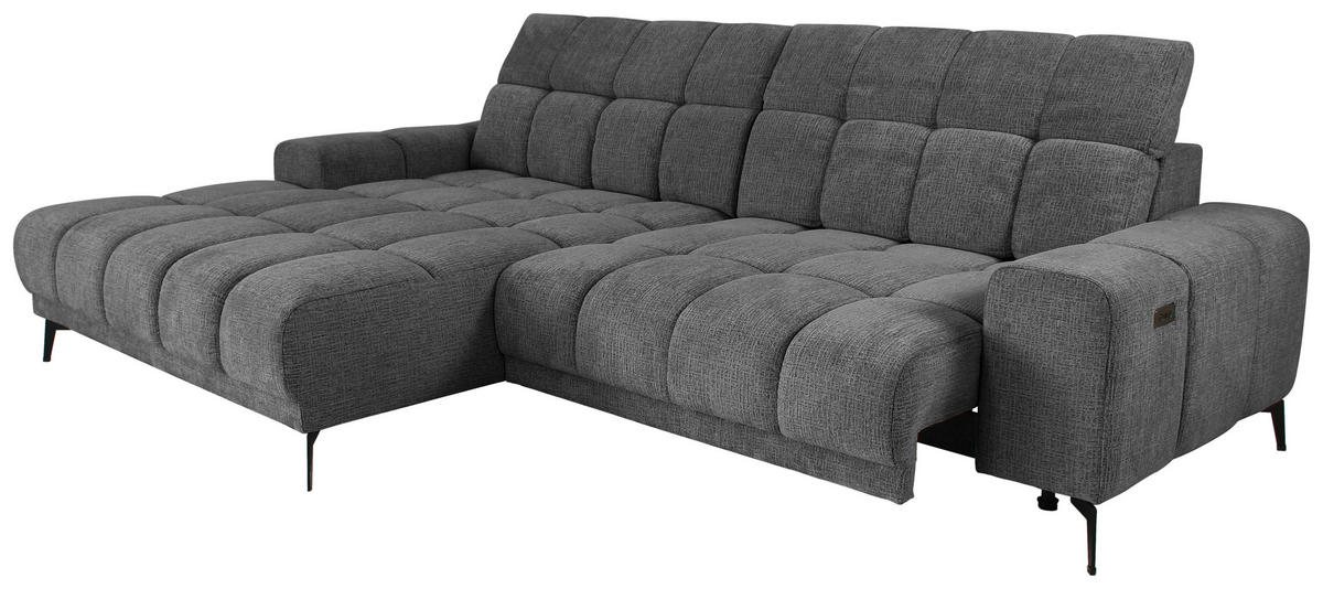 ECKSOFA inkl.Funktionen Anthrazit Chenille  - Anthrazit/Schwarz, MODERN, Textil/Metall (195/300cm) - Xora