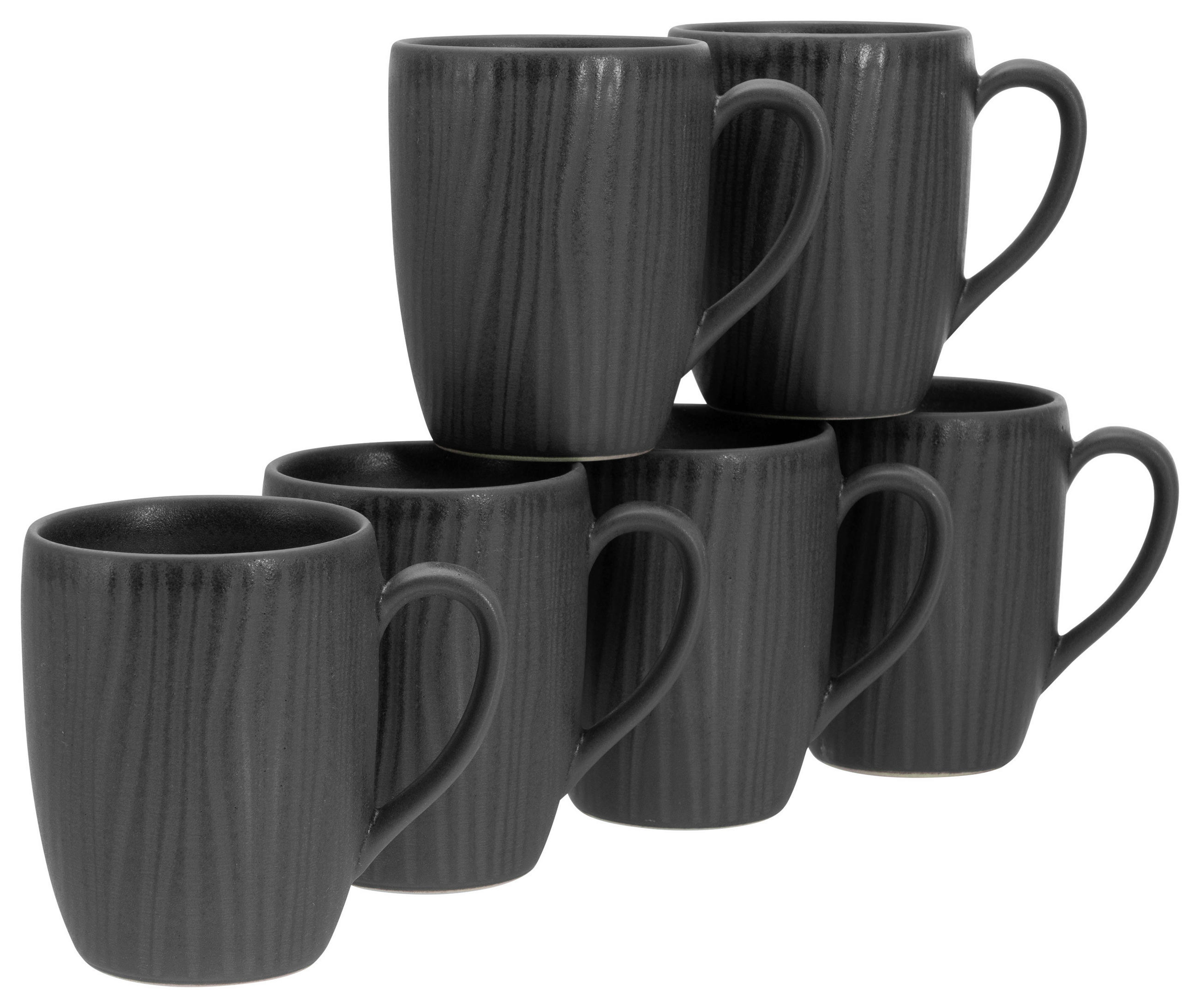 KAFFEEBECHERSET Vesuvio Black 6-teilig  - Schwarz, Basics, Keramik (300ml) - Creatable