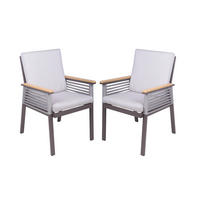 GARTENSTUHL-SET Metall, Kunststoff, Textil Braun, Hellgrau, Dunkelbraun  - Dunkelbraun/Hellgrau, Basics, Kunststoff/Textil (56/86/53cm) - Gardenson