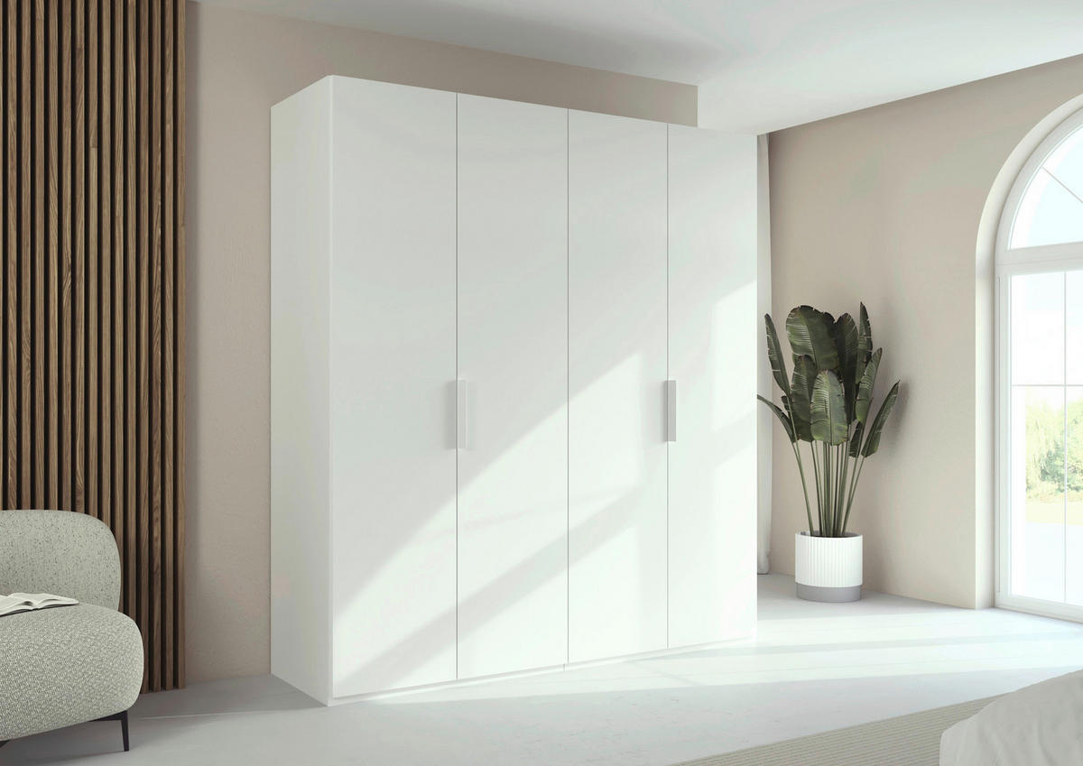 DREHTÜRENSCHRANK 201/235/61 cm,  in Weiß, 4-türig  - Weiß, Basics, Holzwerkstoff/Metall (201/235/61cm) - Novel