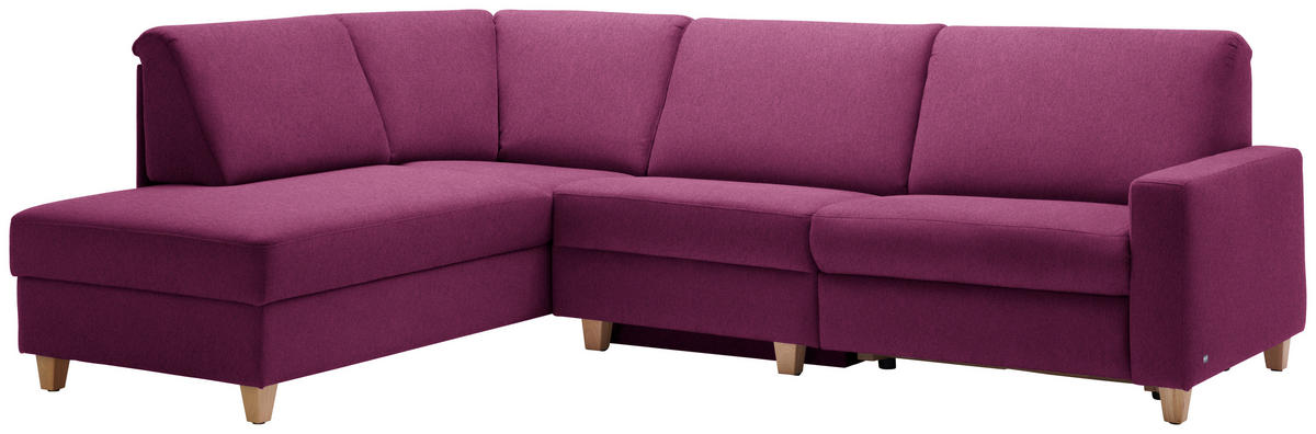 ECKSOFA in Flachgewebe Beere  203/261 cm  - Eichefarben/Beere, KONVENTIONELL, Holz/Textil (203/261cm) - Sedda