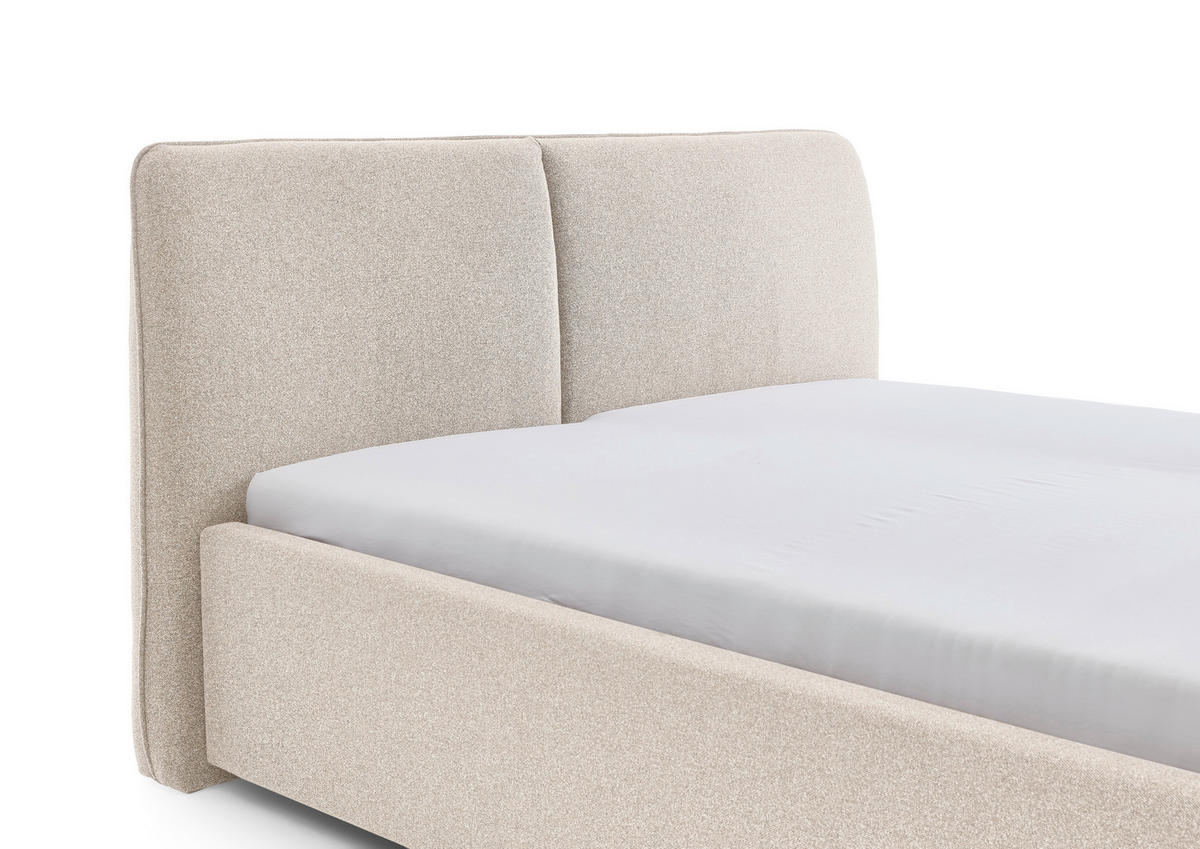 POLSTERBETT 140/200 cm,  in Beige,  - Beige/Schwarz, Design, Holz/Textil (140/200cm) - Stylife