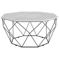 COUCHTISCH 84/84/43 cm achteckig Schwarz, Weiß  - Schwarz/Weiß, Design, Stein/Metall (84/84/43cm) - Novel