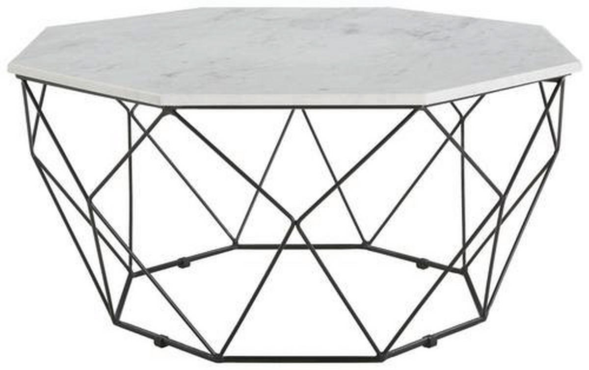 COUCHTISCH 84/84/43 cm achteckig Schwarz, Weiß  - Schwarz/Weiß, Design, Stein/Metall (84/84/43cm) - Novel