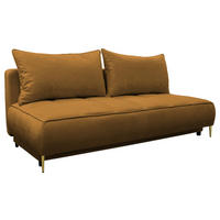 SCHLAFSOFA  mit Liegefunktion Velours Rostfarben  - Rostfarben/Goldfarben, Design, Textil/Metall (200/90/97cm) - MID.YOU
