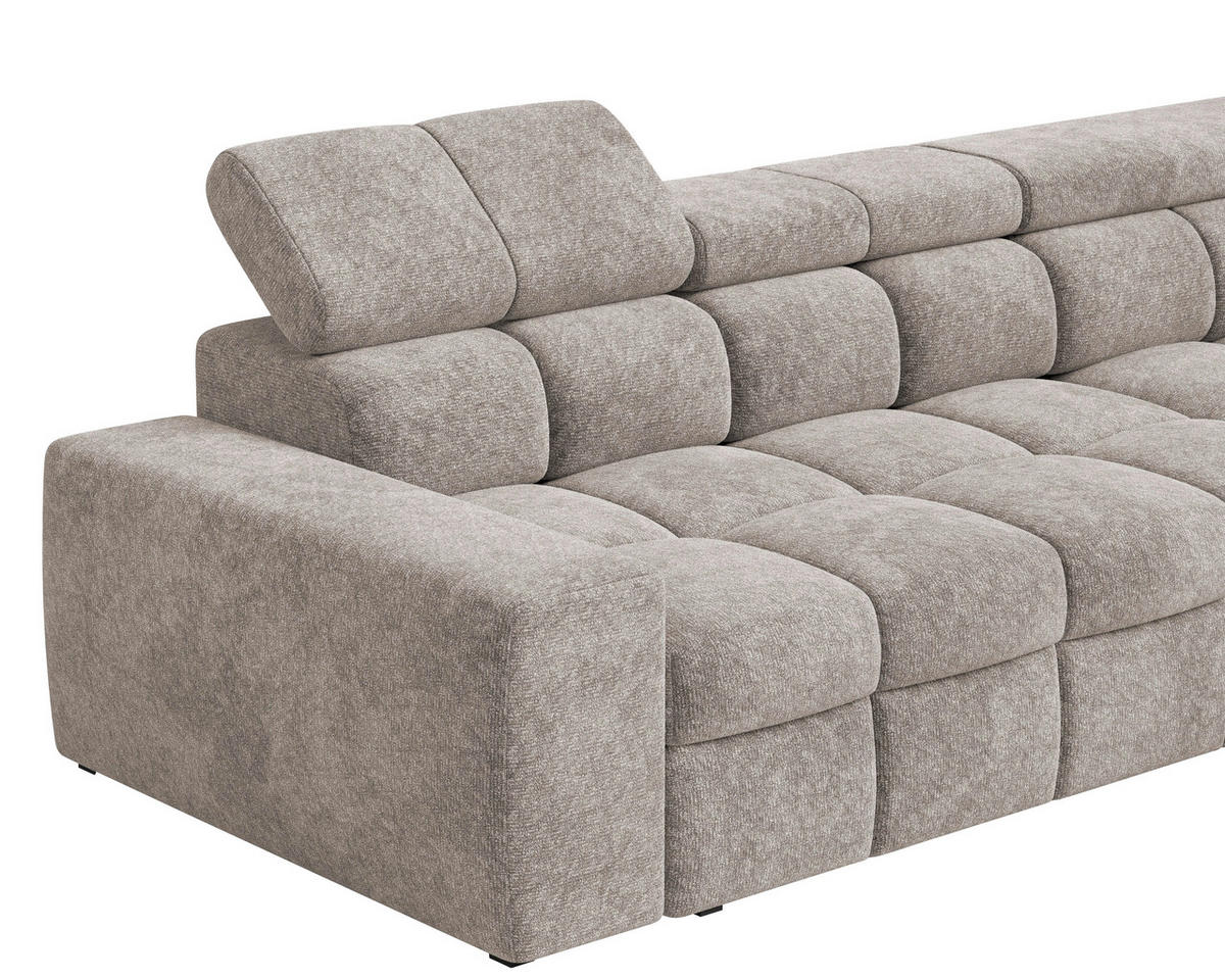 ECKSOFA  in Chenille Graubraun  - Graubraun/Schwarz, MODERN, Kunststoff/Textil (292/204cm) - Milino