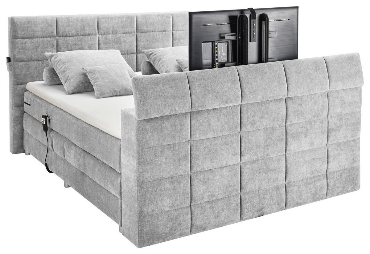 BOXSPRING-ÁGY 180/200 cm  ezüst  - ezüst, Konventionell, textil (180/200cm) - Carryhome
