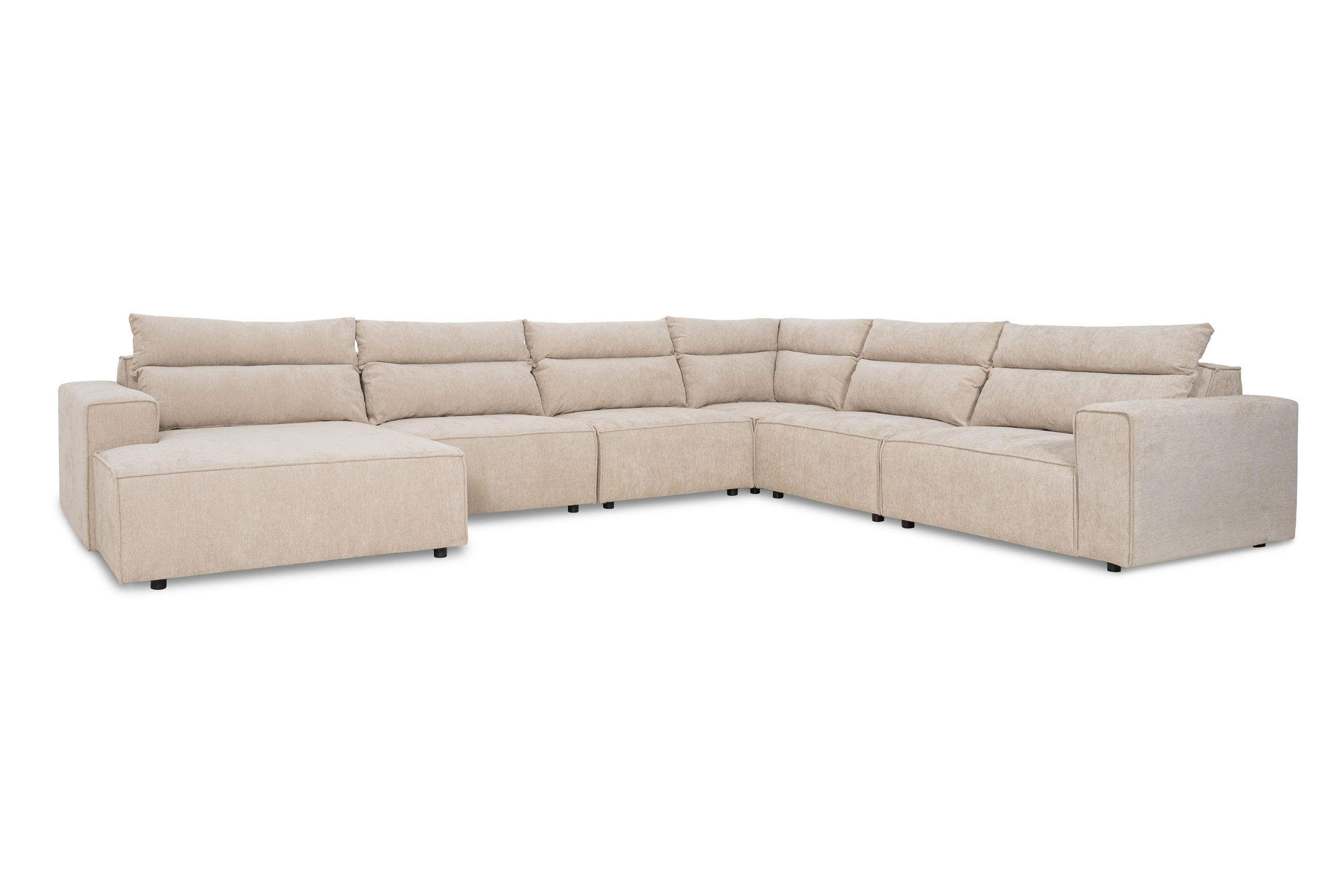 SOFFA i flatväv beige  - beige/svart, Klassisk, metall/trä (318/86/408cm) - Novel