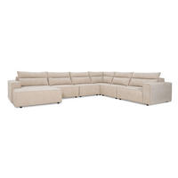 SOFFA i flatväv beige  - beige/svart, Klassisk, metall/trä (318/86/408cm) - Novel