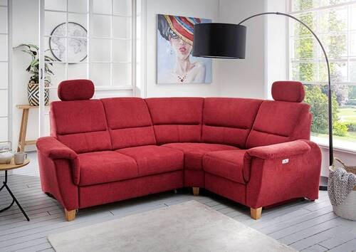 ECKSOFA in Struktur Rot  - Wildeiche/Rot, Konventionell, Holz/Textil (237/186cm) - Livetastic