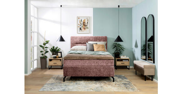 BOXSPRINGBETT 140/200 cm in Weinrot - Weinrot/Schwarz, Design, Textil/Metall (140/200cm) - Esposa